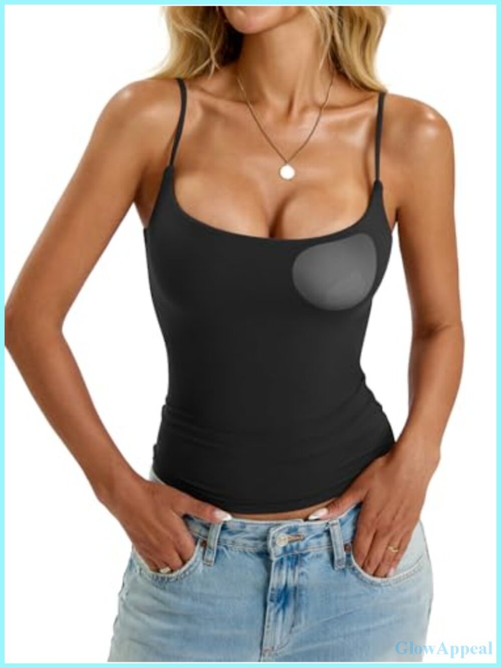 Padded Camisole Tank Top with Built in Bra Double Lined Slim Fit